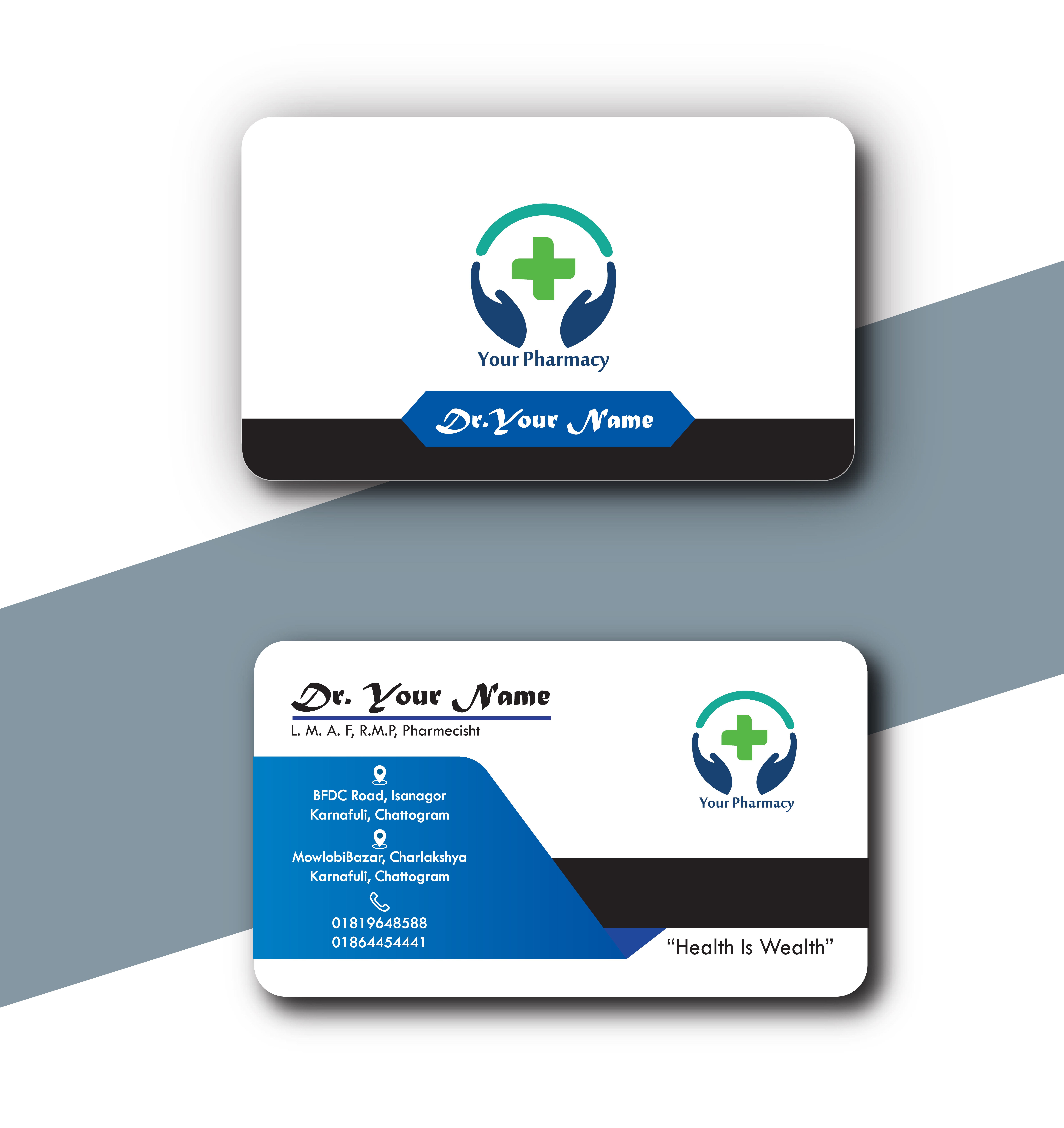 ডাক্তার ভিজিটিং কার্ড ডিজাইন Visiting Card For Dr & Pharmecy