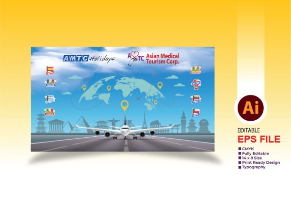 Travel Agency Backdrop Design গ্রাফিক্স ডিজাইন ফাইল