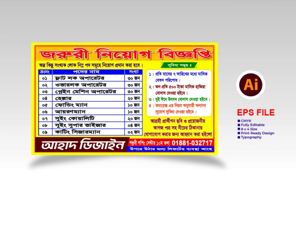 Niyog Biggopti | নিয়োগ বিজ্ঞপ্তি ব্যানার ডিজাইন গ্রাফিক্স ডিজাইন ফাইল