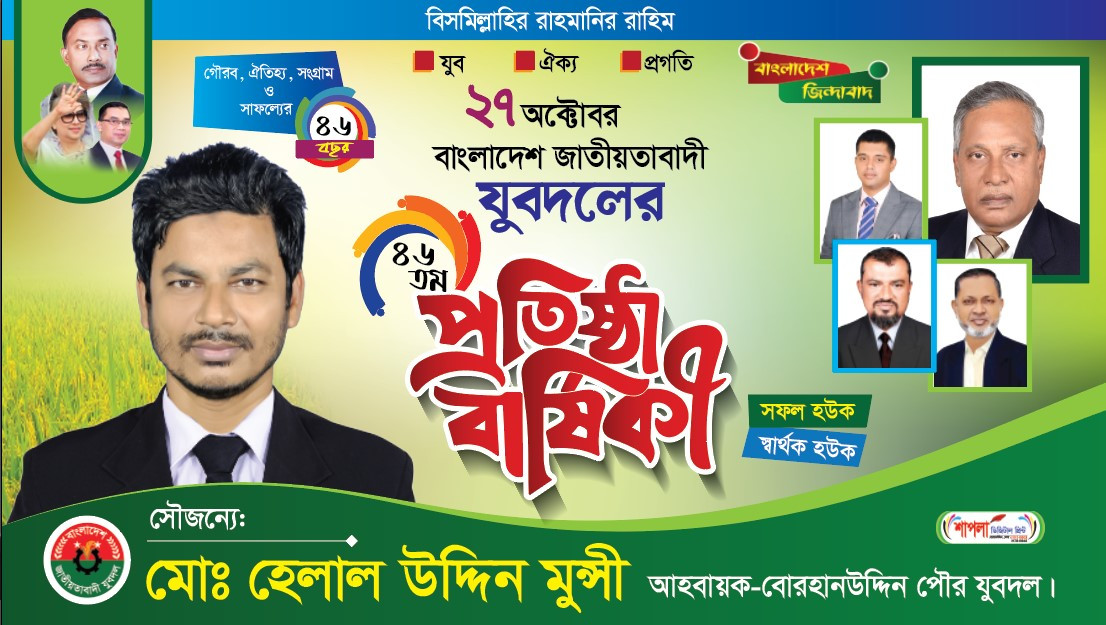 যুবদলের প্রতিষ্ঠা বার্ষিকী ব্যানার ডিজাইন