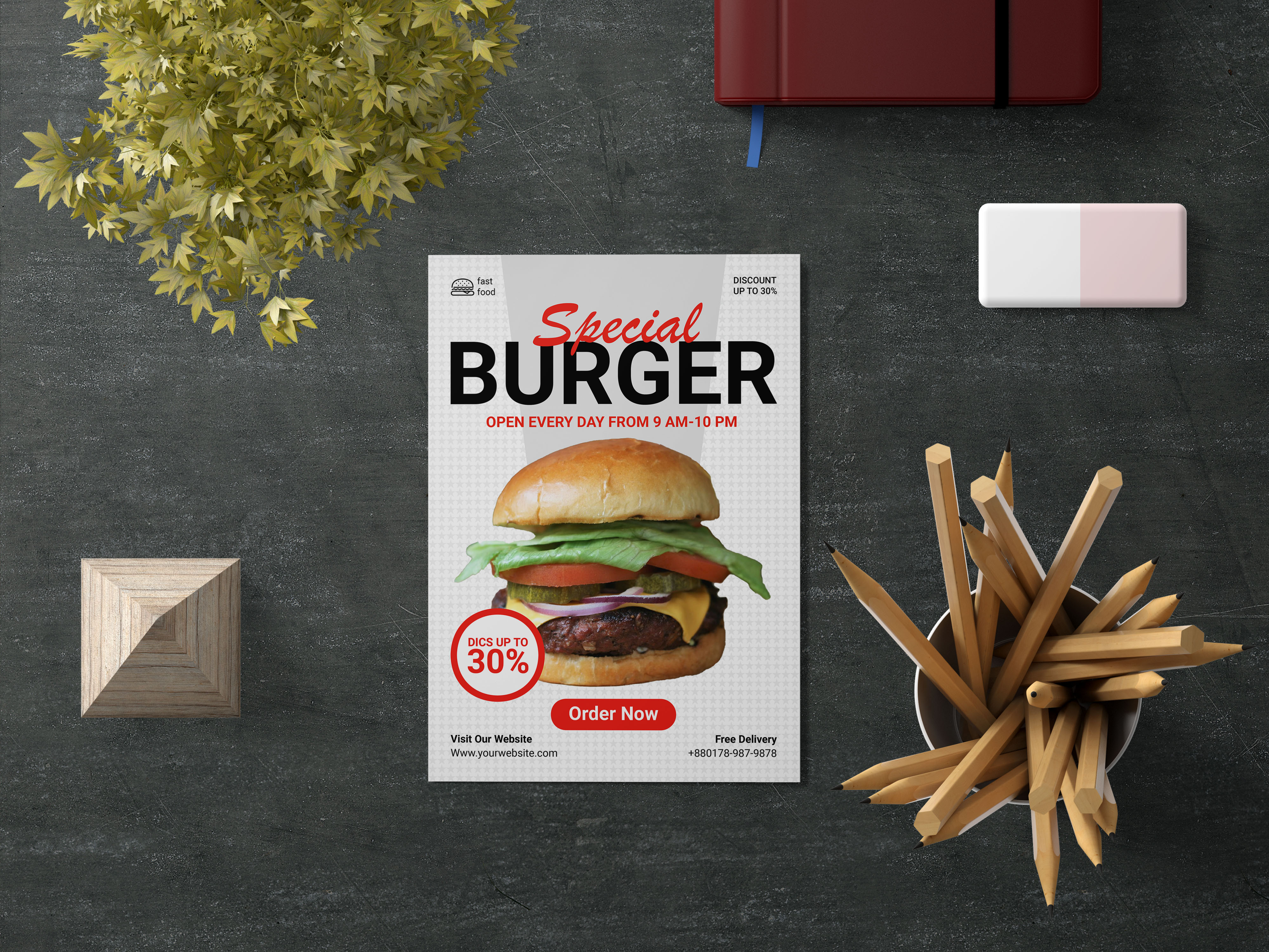 Restuarant's Fast Food Flyer Print Ready Design
