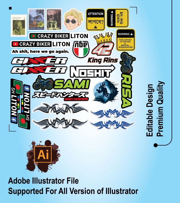 বাইক স্টিকার ডিজাইন গ্রাফিক্স ডিজাইন ফাইল
