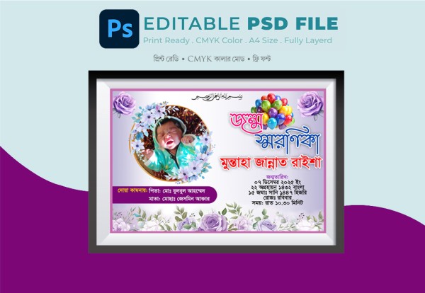 জন্ম স্মরণিকা ডিজাইন | Birth Anniversary Design গ্রাফিক্স ডিজাইন ফাইল