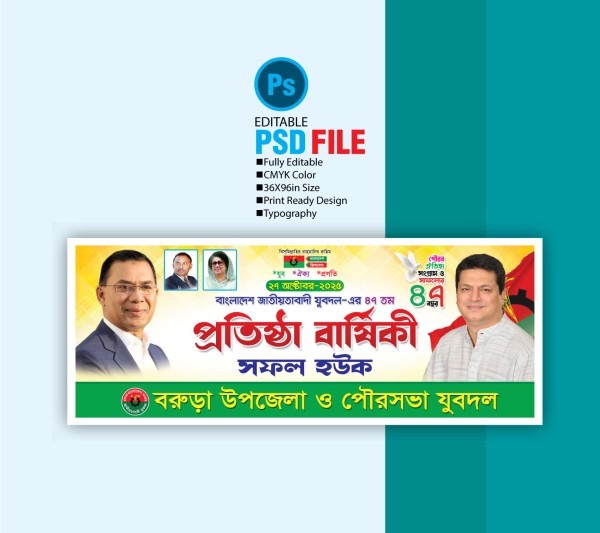 বিএনপির প্রতিষ্ঠা বার্ষিকী ব্যানার গ্রাফিক্স ডিজাইন ফাইল