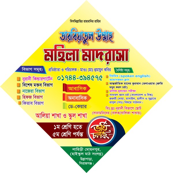 মাদ্রাসার ভর্তি বিজ্ঞাপন ঘুড়ি ব্যানার ডিজাইন গ্রাফিক্স ডিজাইন ফাইল