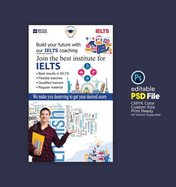 IELTS ব্যানার ডিজাইন গ্রাফিক্স ডিজাইন ফাইল