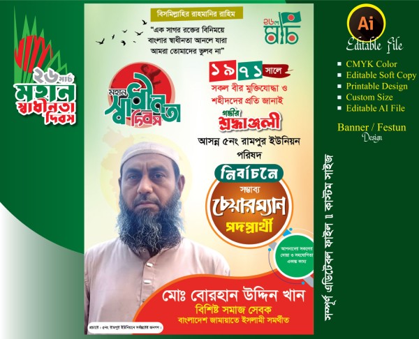 চেয়ারম্যান পদপ্রার্থী ফেস্টুন ডিজাইন গ্রাফিক্স ডিজাইন ফাইল