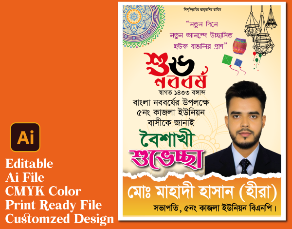 পহেলা বৈশাখ পোস্টার ডিজাইন গ্রাফিক্স ডিজাইন ফাইল