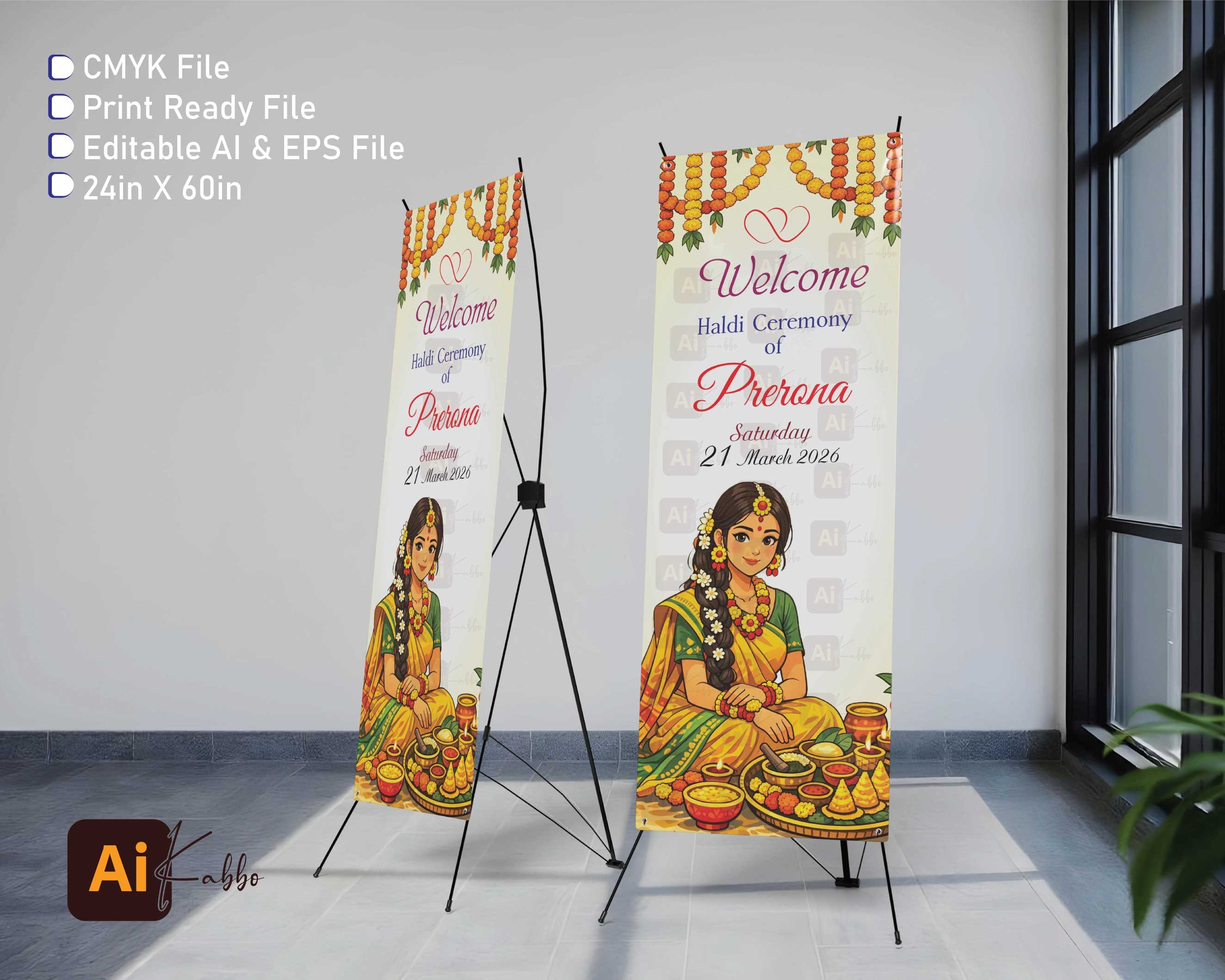 Haldi Ceremony X Banner/হলুদ এর এক্স ব্যানার ডিজাইন