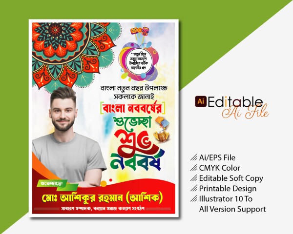 শুভ নববর্ষ পোষ্টার ডিজাইন গ্রাফিক্স ডিজাইন ফাইল