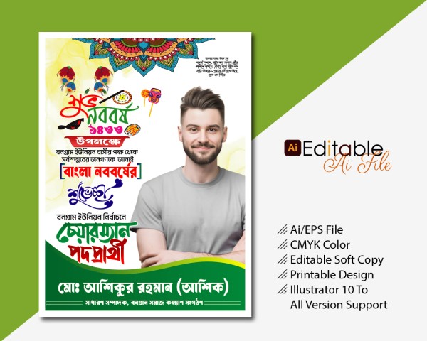 শুভ নববর্ষের পোস্টার ডিজাইন গ্রাফিক্স ডিজাইন ফাইল