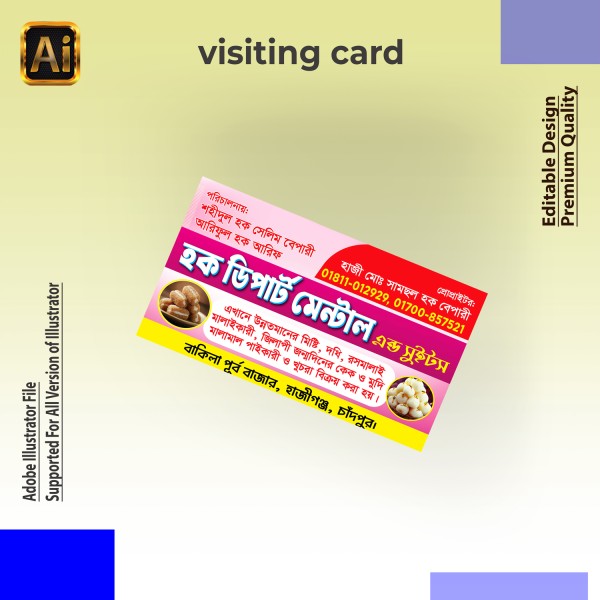 মিষ্টির দোকানের ভিজিটিং কার্ড  Sweet shop Business card গ্রাফিক্স ডিজাইন ফাইল
