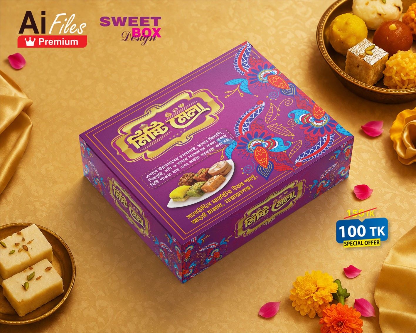 মিষ্টি মেলা/বাংলা মিষ্টি কার্টুন ডিজাইন Sweet Box Design