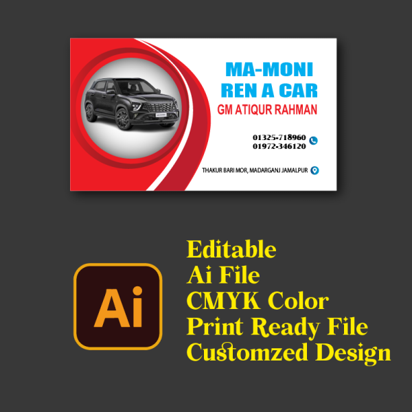 রেন্ট এ কার ভিজিটিং কার্ড ডিজাইন গ্রাফিক্স ডিজাইন ফাইল