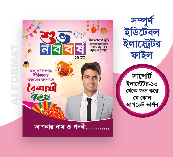 শুভ নববর্ষ পোস্টার | Noboborsho poster | বৈশাখ পোস্টার গ্রাফিক্স ডিজাইন ফাইল