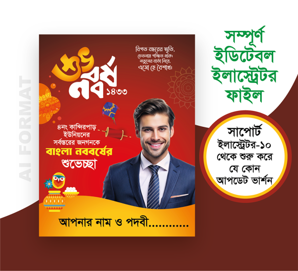 শুভ নববর্ষ পোস্টার | Noboborsho poster | বৈশাখ পোস্টার গ্রাফিক্স ডিজাইন ফাইল
