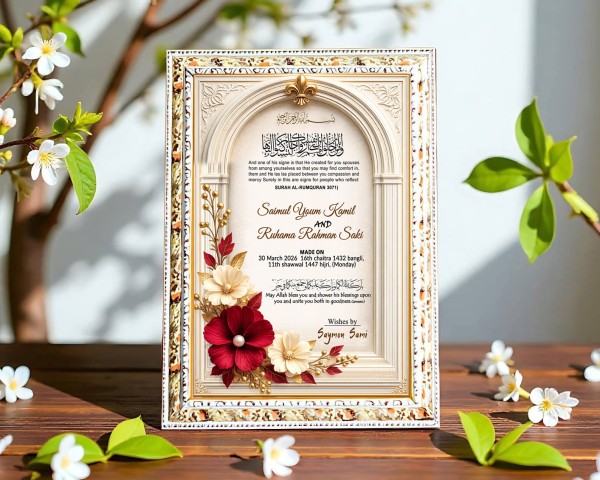 wedding Invitation Crad , Muslim Wedding  Flower Design গ্রাফিক্স ডিজাইন ফাইল